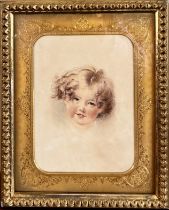 WATERCOLOUR PORTRAIT OF A CHILD, APPROX 19 x 14cm