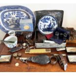 COLLECTION OF SUNDRY OBJECTS INCLUDING SILVER NAPKIN RING, TIN OF MECCANO, ETC
