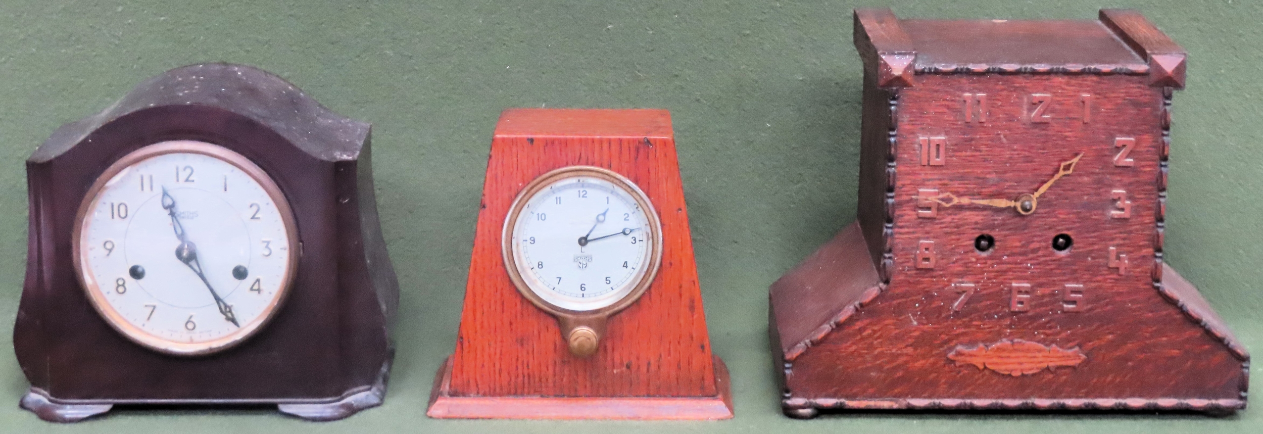 Two Smiths mantle clocks, plus another mantle clock All in used condition, not tested for working