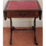 20th century mahogany single drawer leather topped side table. Approx. 54cm H x 73cm W x 37cm D