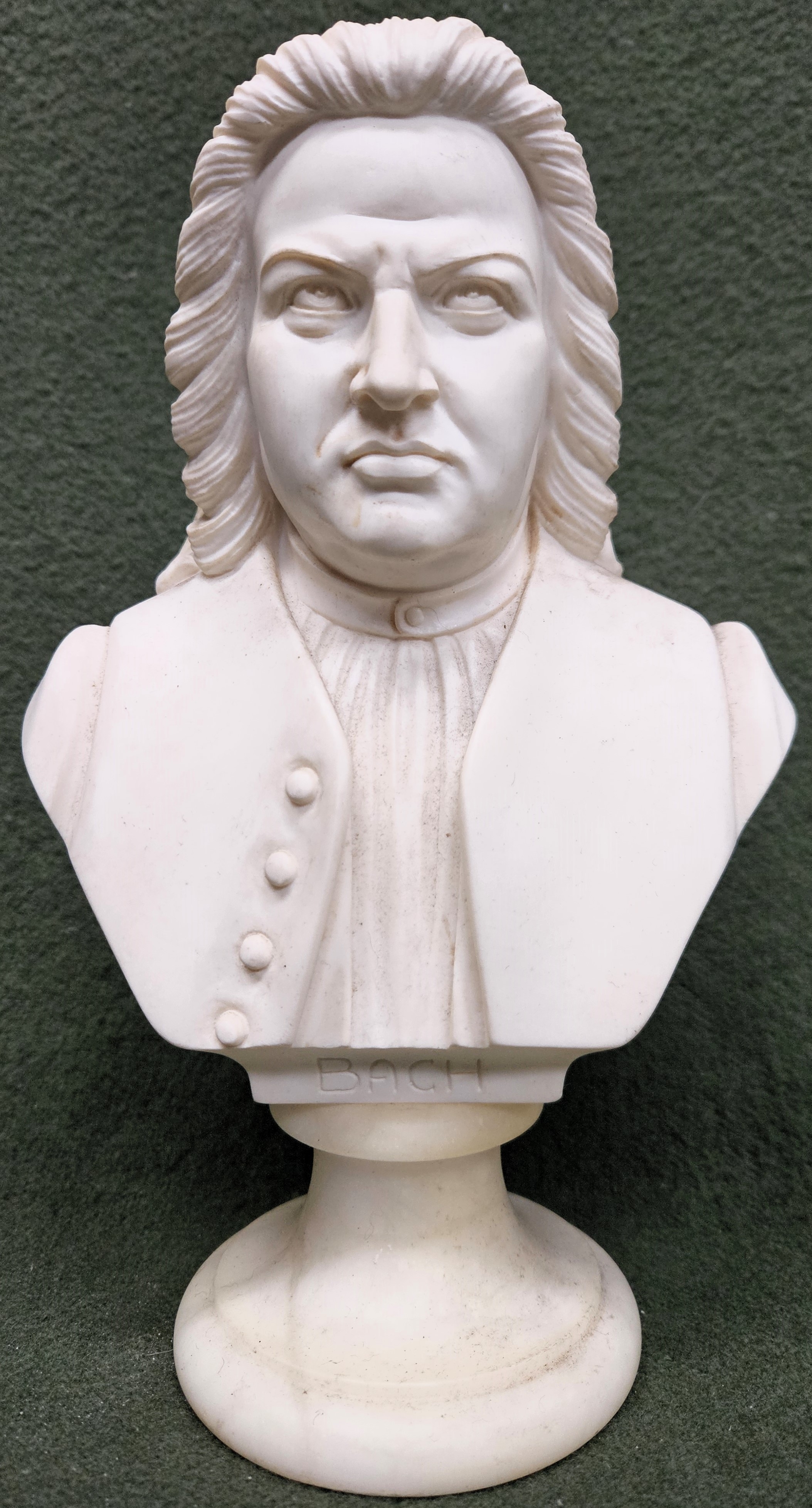 Decorative bust of Bach, signed to back. Approx. 25cms H reasonable used condition