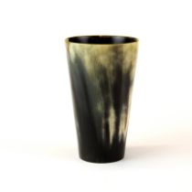 A 19thC glass bottomed cattle horn beaker, H.13cm.