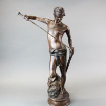 A large bronze figure of David with sword standing on the head of Goliath, H. 70cm.