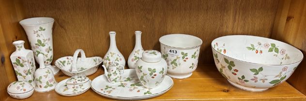 A group of Wedgwood Wild Strawberry pattern porcelain items.