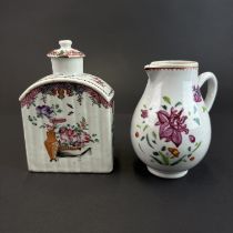 An 18thC Chinese soft paste porcelain sparrows beak jug, H. 10.5cm. (with hairline crack) Together