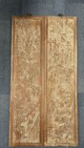 A pair of Chinese carved hardwood panels. 35.5 x 139cm.