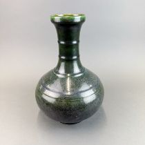A Chinese dark green glazed porcelain vase, H. 33cm ( six character mark to base)