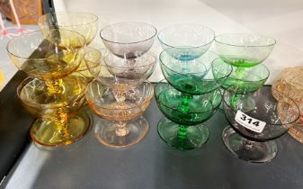 A vintage harlequin set of glasses.