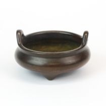 A Chinese cast bronze miniature censer, Dia. 6.5 H. 3cm.