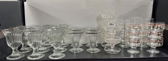 A quantity of good glassware including five Webb crystal sundae dishes.