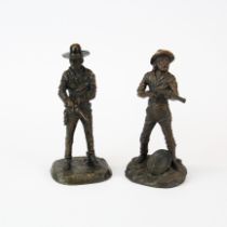 Two cast bronze figures of American cowboys after Phillip Kraczkowski, H. 16.5cm.