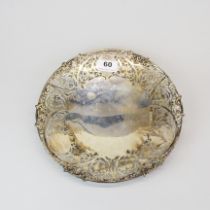 A hallmarked silver pierced dish, Dia. 26cm.