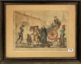 A framed 18thC caricature "Englishman at Paris 1767" after Jay Bretherton Published 1799. Frame size