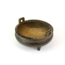 An old Chinese bronze censer, Dia. 15.5cm.