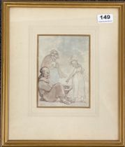 An 18thC framed ink and wash (possibly Rowlandson) frame size 30 x 35cm.
