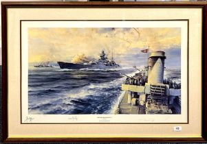 A large pencil signed limited edition 918/1000 print "Offshore bombardment" by Robert Taylor
