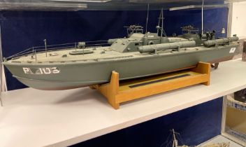 A large plastic working model of an American Naval vessel, L. 82cm. (Radio control obsolete)