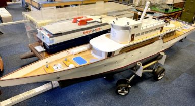 A large working wooden model of a fictitious super yacht named Lakeview. L. 326cm together with