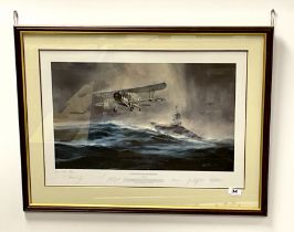 A framed Robert Taylor print "Launch against the Bismarck" limited edition 1/15 artist's proof.