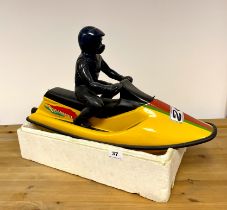 A perspex model of a jet ski. Radio controls obsolete. L 65cm.