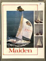 A perspex poster of Maiden which participated in the round the world yacht races 1989/90(John was