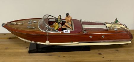 A large working handmade Riva speedboat, L. 86cm. (Radio control obsolete)