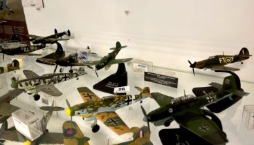 A group of 13 diecast models of Second World War aircraft. Largest wingspan is 23cm. Some with