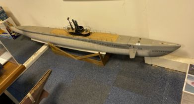 A very large fiberglass working model of a submarine, L. 295cm.