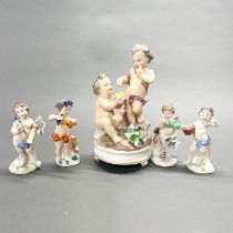 A 19thC Sitzendorf porcelain figure group. H. 22cm.