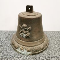 A 19th C cast bronze bell, H. 18cm.
