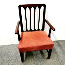 An 18th C Cuban mahogany hall chair, H. 95cm.