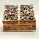 A Burmese carved wooden stationery box, personalised for Lt. Colonel Henry Courtney Brocklehurst,