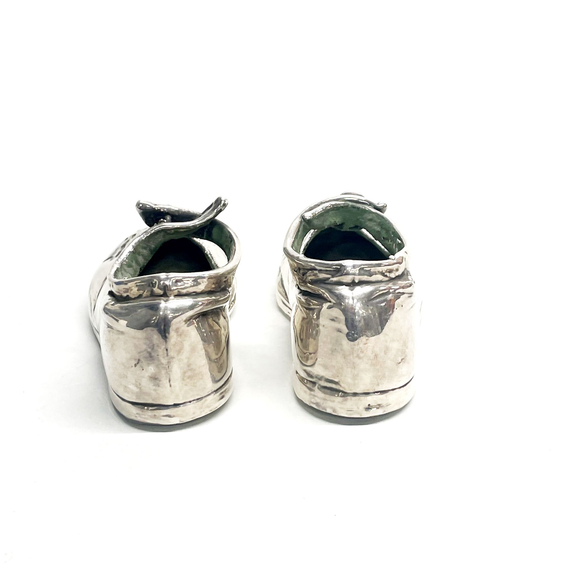 A pair of silver coated child's shoes, L.12cm - Image 2 of 4