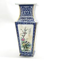A lovely Chinese square form porcelain vase, H. 44cm.