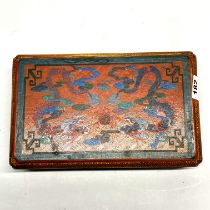 A Chinese shagreen covered wooden box hand painted with dragons, 30 x 19 x 8.5cm.