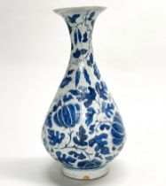 A Chinese hand painted provincial porcelain vase, H. 30cm.
