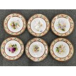 A lovely set of six hand painted Royal Worcester cabinet plates, dia. 23cm.