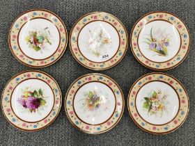 A lovely set of six hand painted Royal Worcester cabinet plates, dia. 23cm.