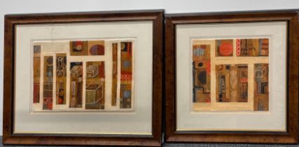 James Read (British, b.1965): Two framed acrylic and mixed media abstract pictures, largest frame