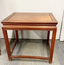 A Chinese carved hardwood table, 40 x 54 x 54cm.