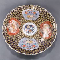 A large attractive Japanese style porcelain plate, dia. 39cm.