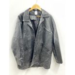 A gent's vintage black leather Italian Alta Moda leather coat, approx. size 50.