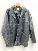 A gent's vintage black leather Italian Alta Moda leather coat, approx. size 50.