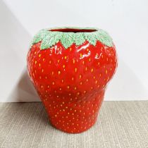 A large ceramic strawberry shaped vase, H. 26cm.