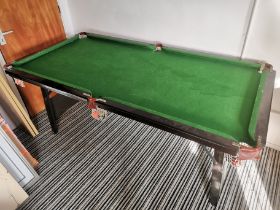Quarter size folding snooker table with a set of snooker and pool balls, 190 x 100cm. H. 83cm. A/F