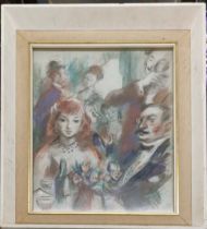 A 1950's/60's pastel signed Kosta, frame size 49 x 61cm.