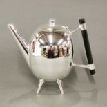 A Christopher Dresser style silver plated coffee pot, H. 18cm.