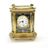 A gilt brass and enamelled carriage clock, H. 13cm.