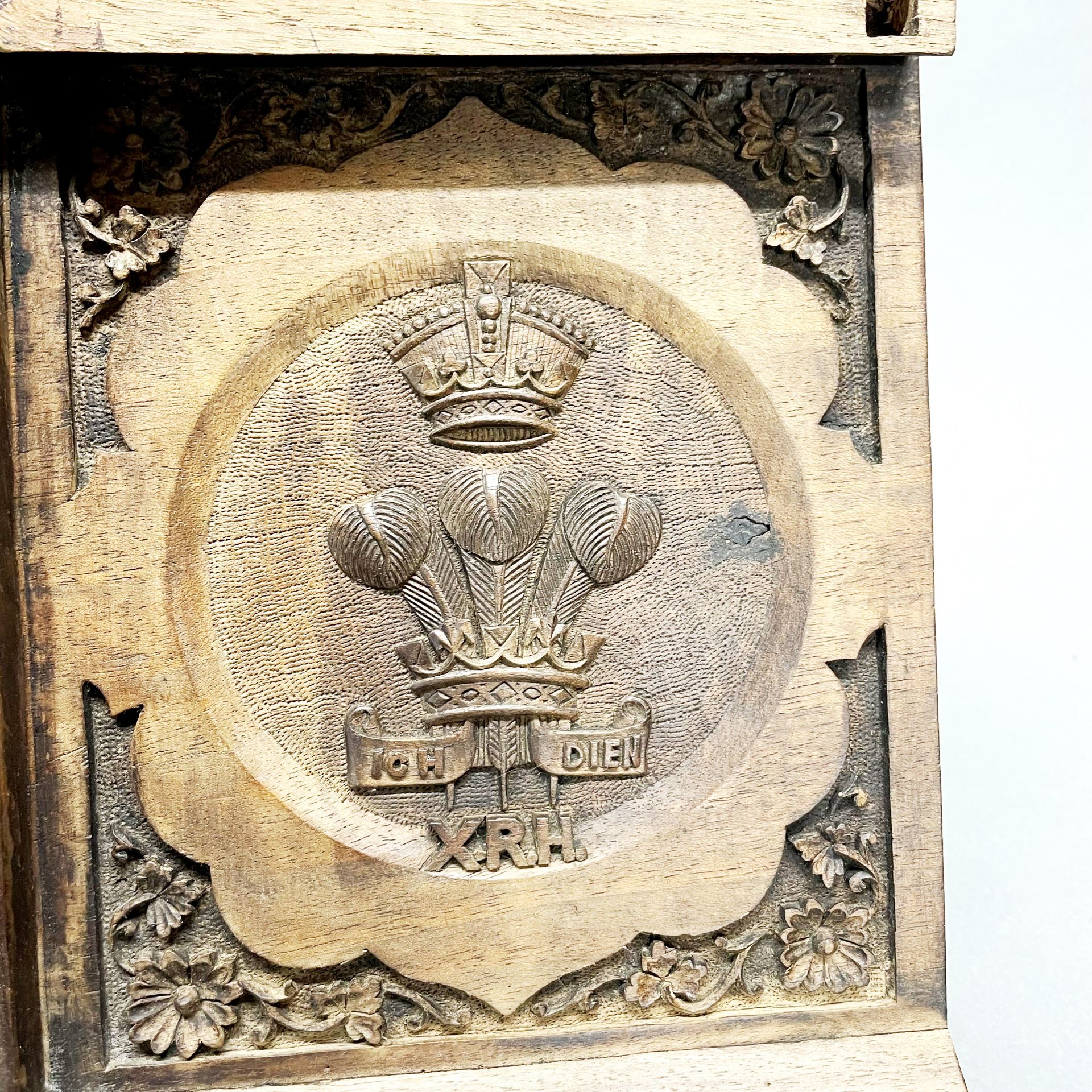A Burmese carved wooden stationery box, personalised for Lt. Colonel Henry Courtney Brocklehurst, - Image 9 of 11