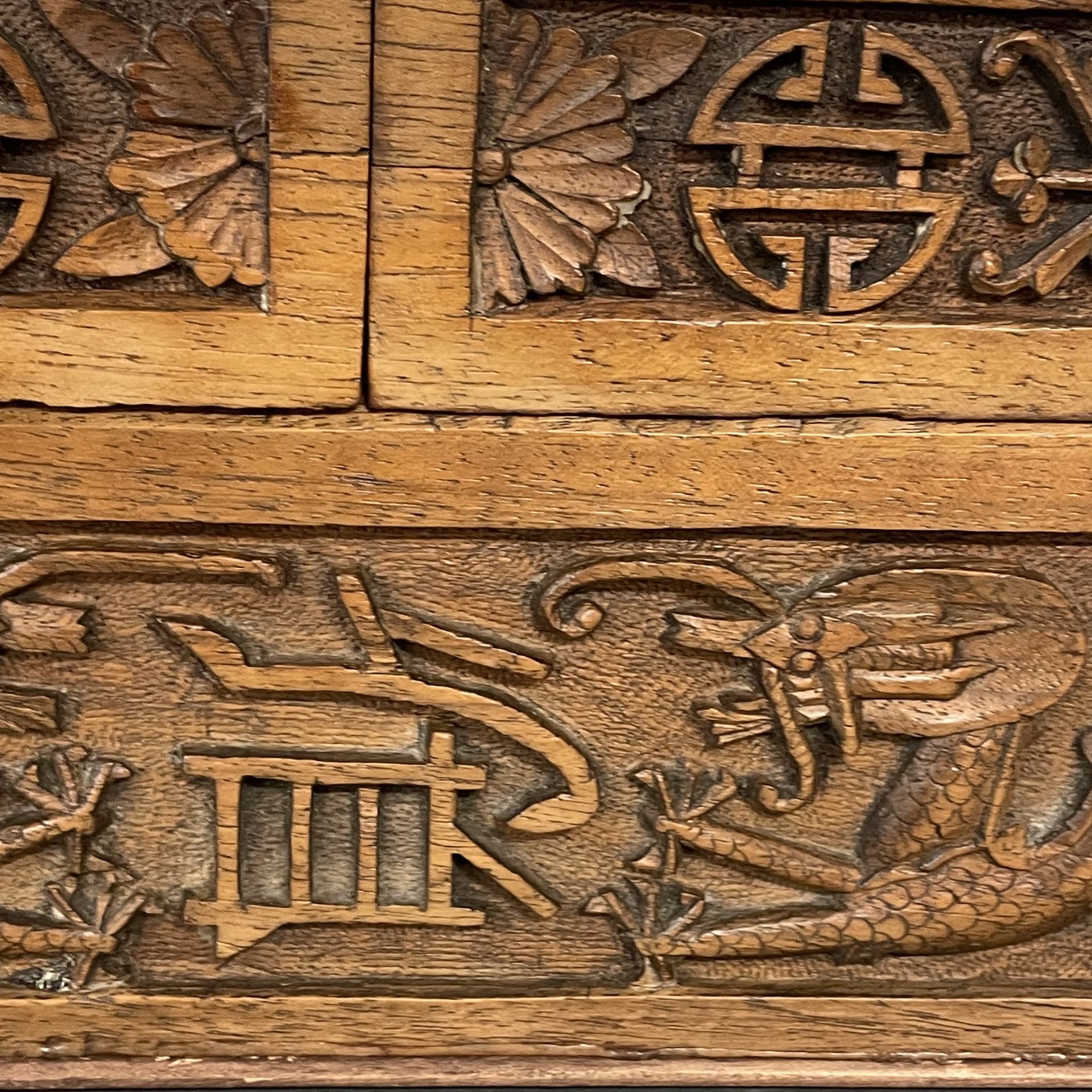 A Burmese carved wooden stationery box, personalised for Lt. Colonel Henry Courtney Brocklehurst, - Image 4 of 11